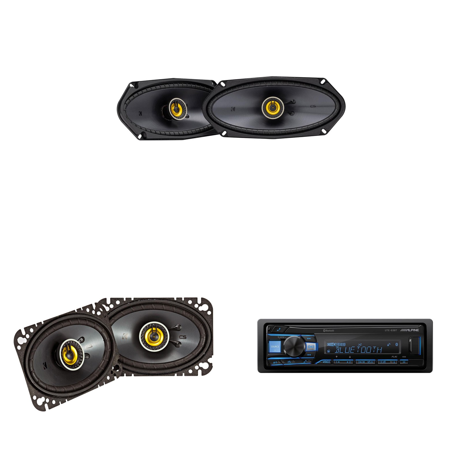 Alpine UTE-63BT Bluetooth Receiver & Kicker CSC 4×6″, 4×10″ Speakers