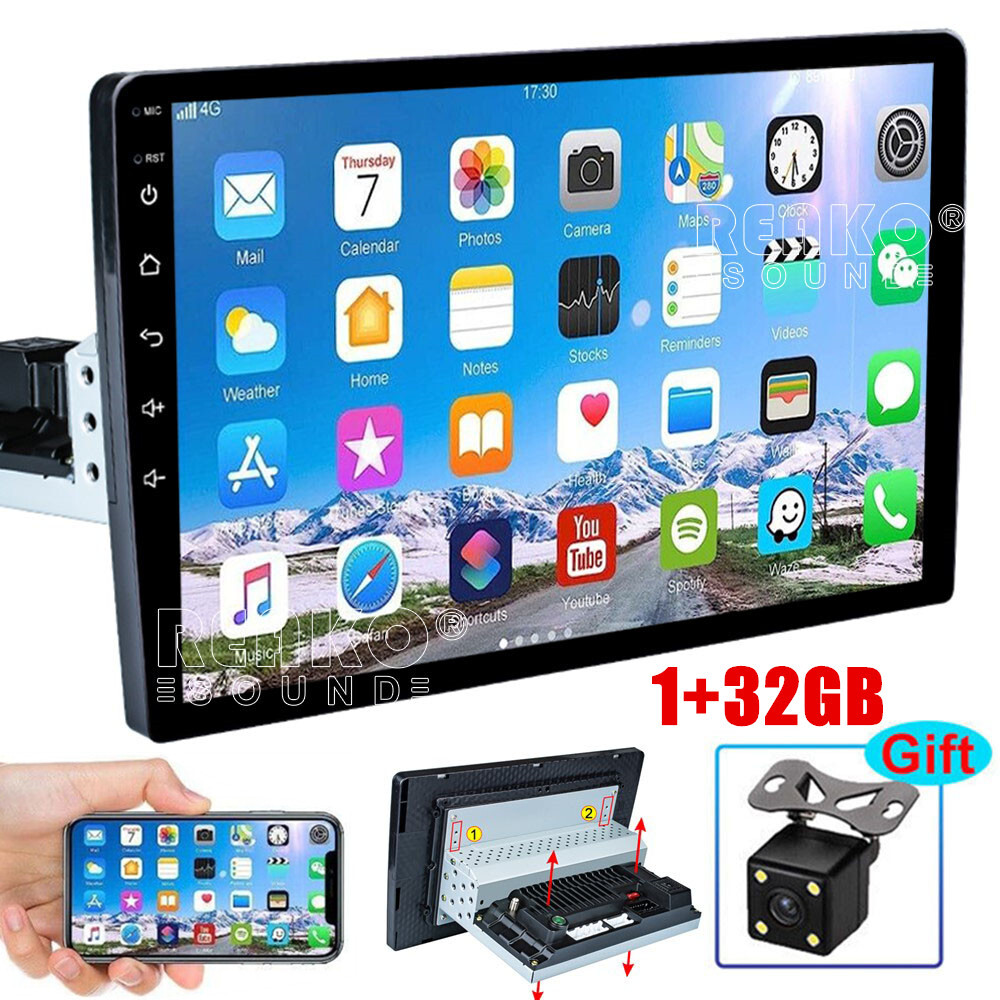 Single 1DIN Car Stereo Android 13 Touch Screen Apple Carplay Radio GPS BT Player