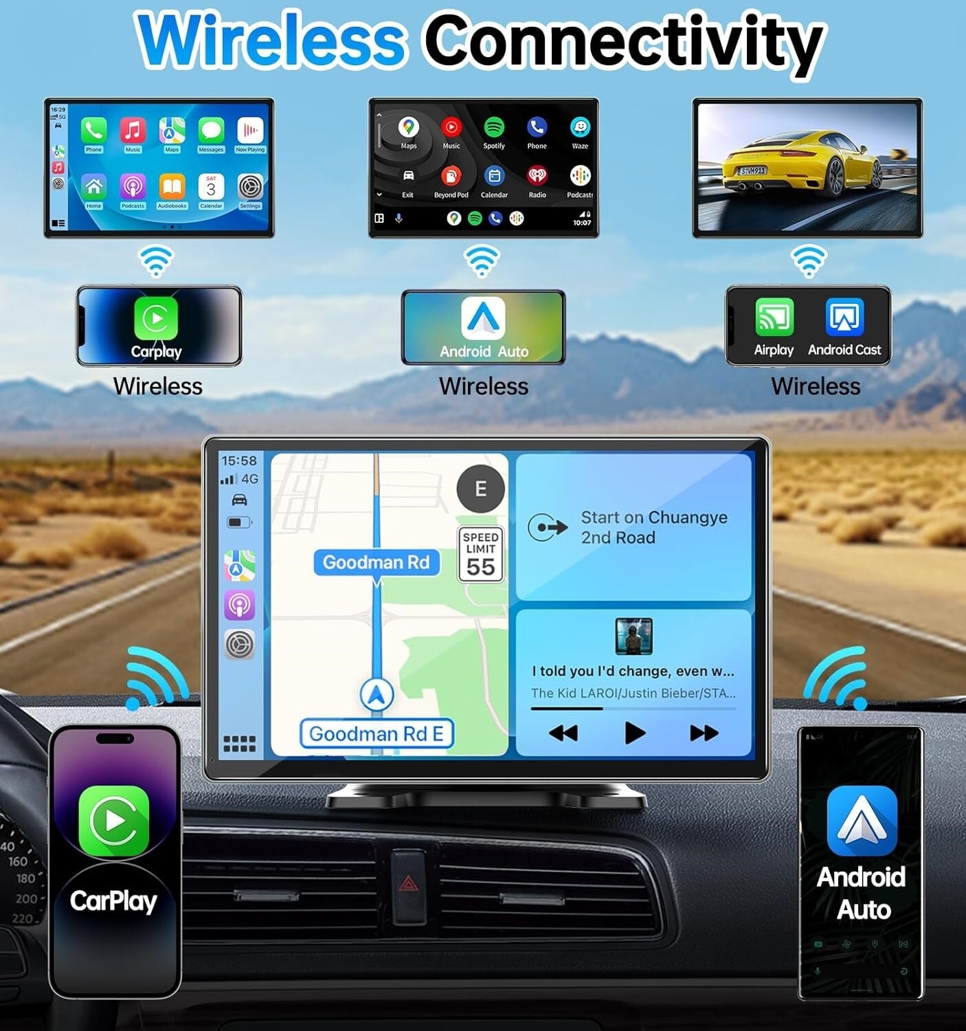 Autoradio Doble Din Car Stereo Pantalla táctil de 9 pulgadas, Navegacion GPS NEW