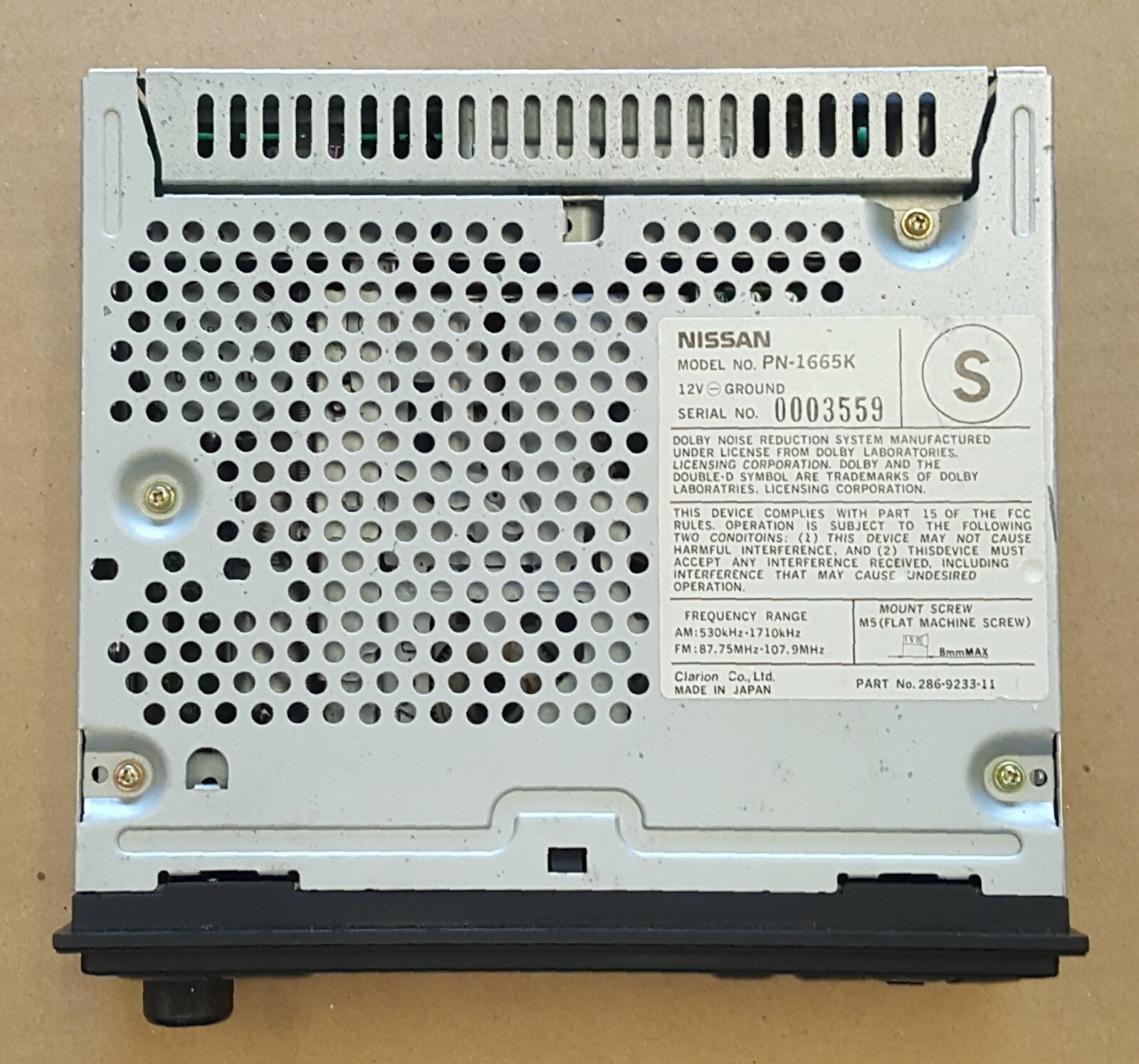 PN-1665K 286-9233-11 CK078 01-03 Nissan Bose AM-FM Cassette * TESTED & WORKING