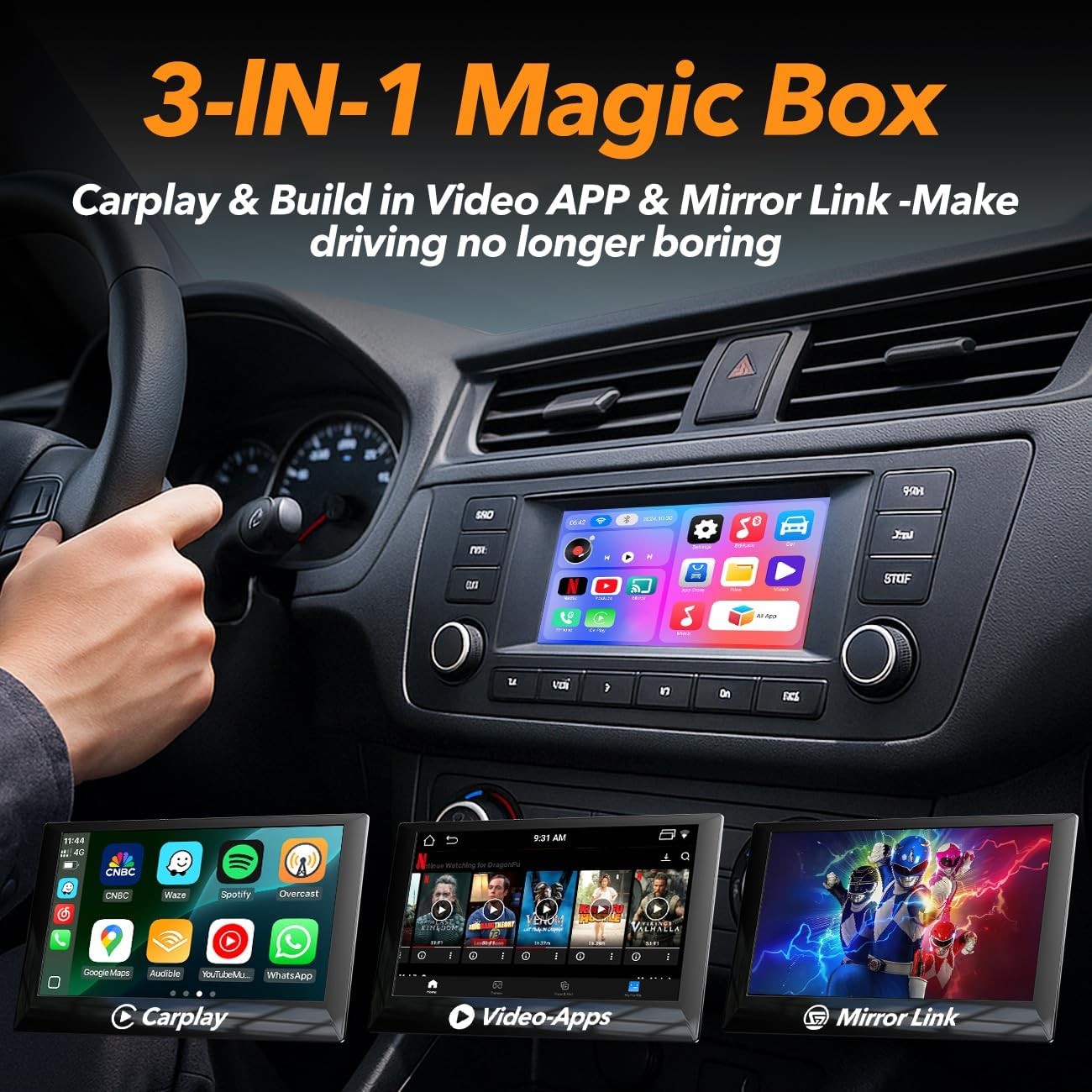 Wireless CarPlay WIFI AI box Android Auto Adapter Converter w/ Netflix YouTube