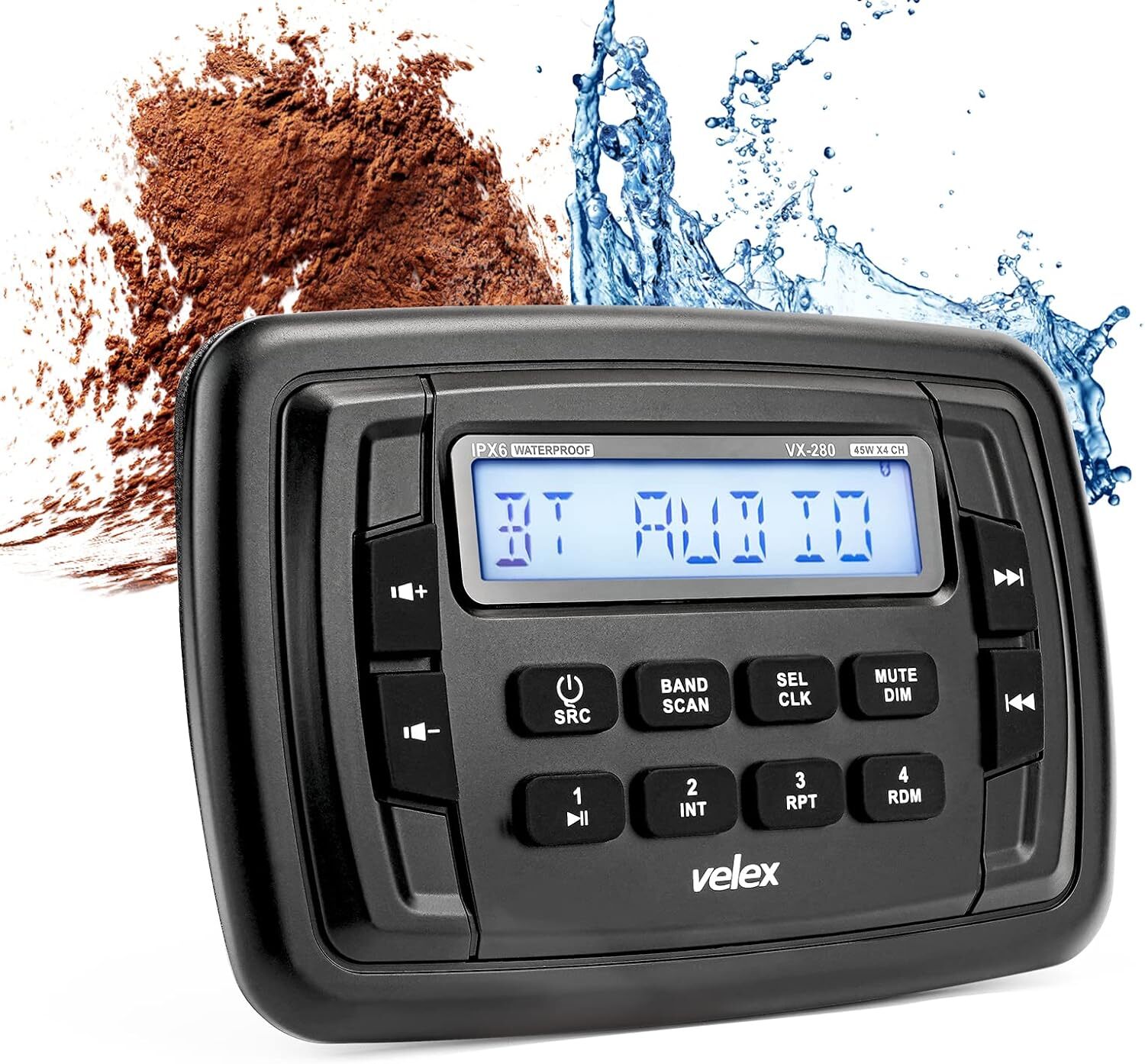 Velex Marine Bluetooth Streaming Stereo Radio AM FM Tuner 4-Channel x 45W