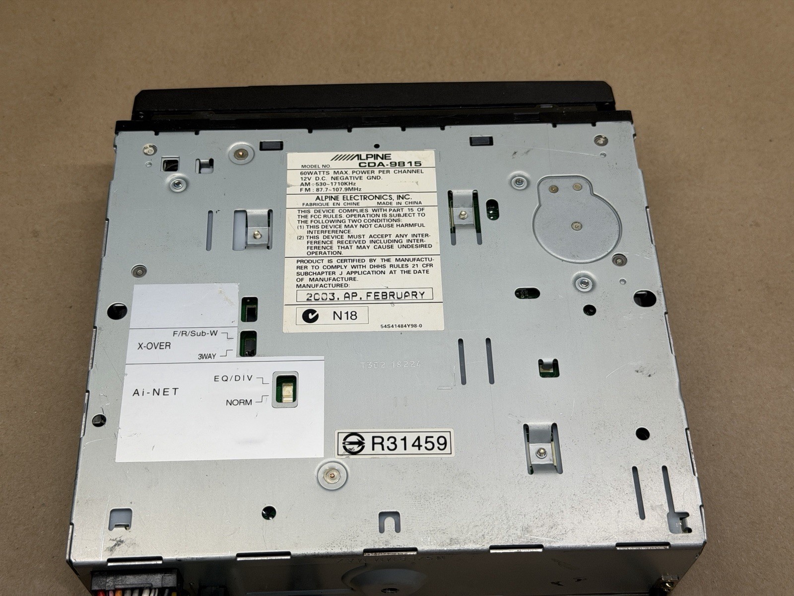 Alpine CDA-9815 CD/MP3/WMA Receiver FOR PARTS AS IS