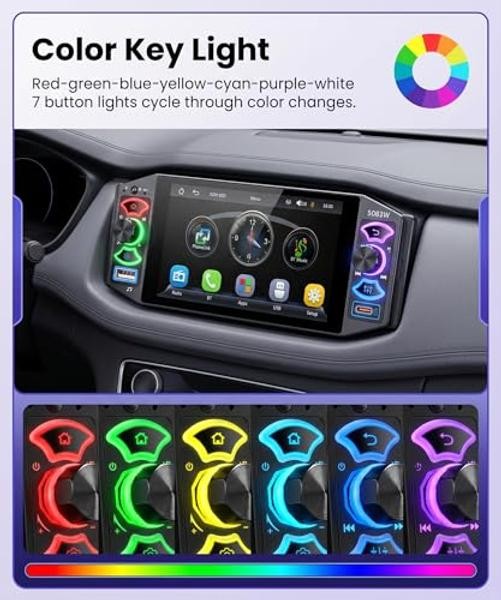Single Din Car Stereo with Wireless CarPlay & Android Auto | 5 Inch Touch