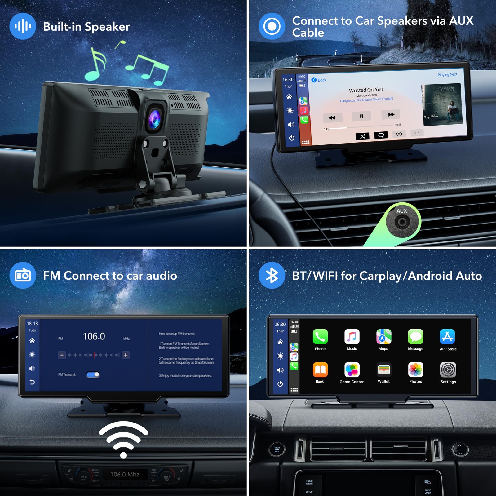 9.26″ Wireless Carplay And Android Auto With 2.5k Dash Cam 1080p Backup Camera P