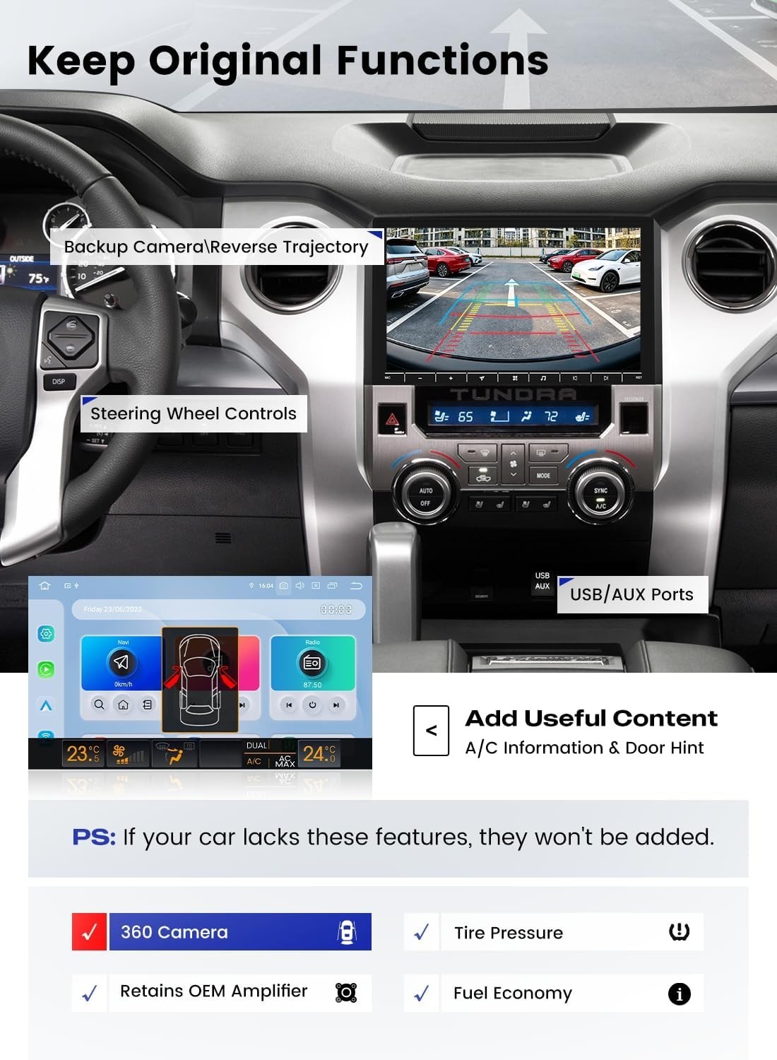 Dasaita Tundra Head Unit for 2014-2021 Toyota Tundra Upgrade 6+64G FM/AM Radio