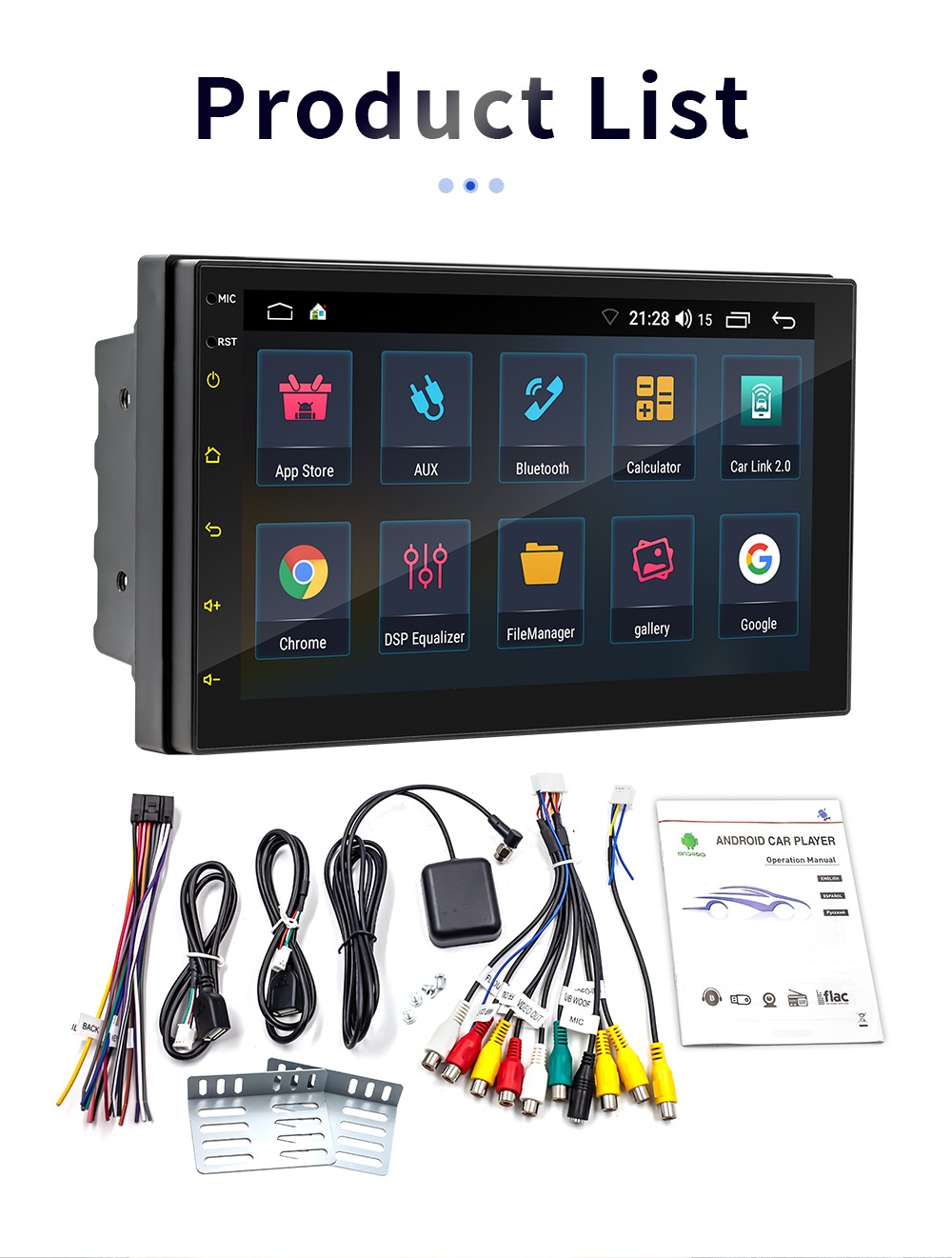7″ Double 2 DIN Car Stereo Radio Android 15 CarPlay 2+32G GPS Head Unit WIFI SWC