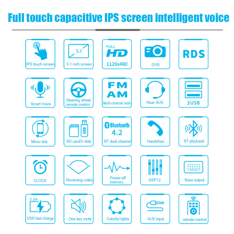 5.1″ Single 1 Din Bluetooth Car Stereo Radio Smart Voice Touch Screen FM/AM/RDS