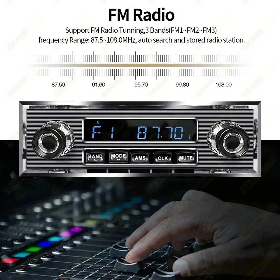 Retro Vintage Radio for Classic Vehicle – Single Din Bluetooth Car Stereo