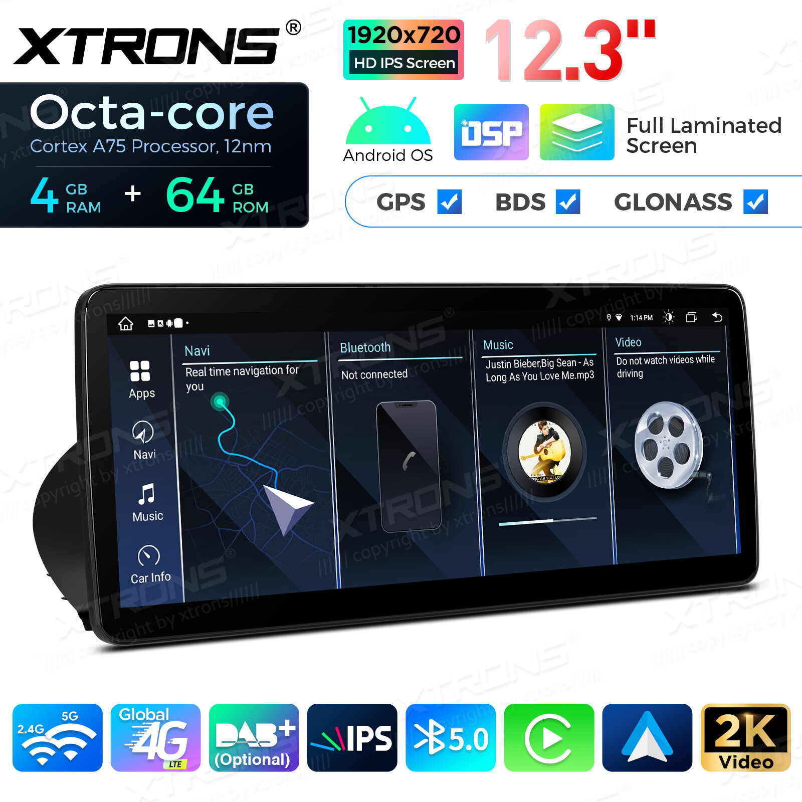 12.3″ Android 14 CarPlay 8-Core 64G Car GPS Stereo Radio For BMW E90 E91 E92 E93