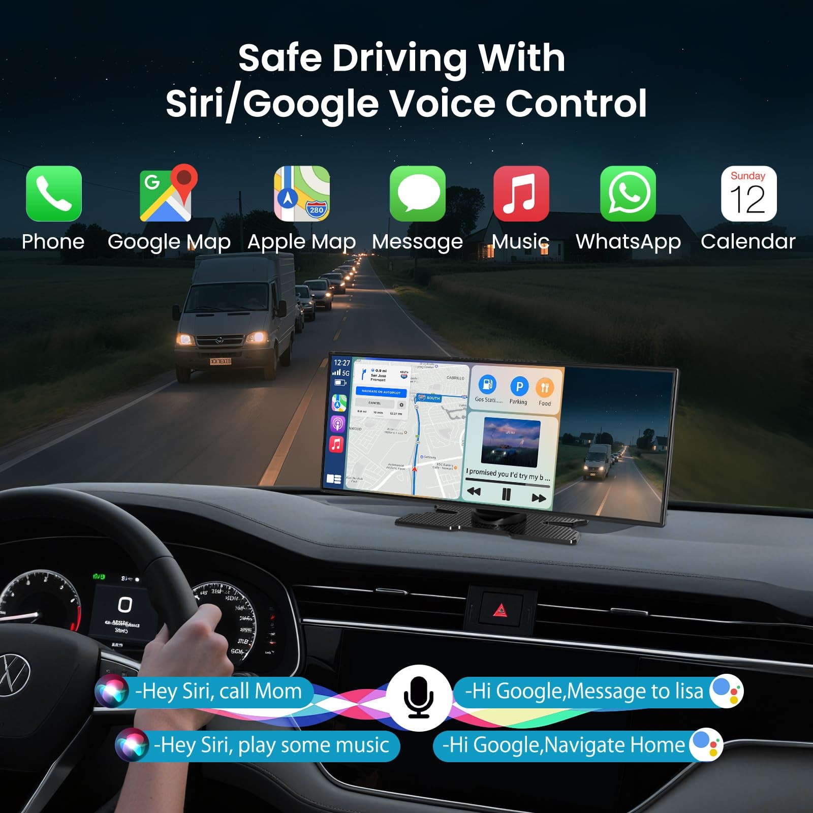 Largest 11.5 inch Wireless CarPlay Screen for Car, Apple CarPlay & Android Au…