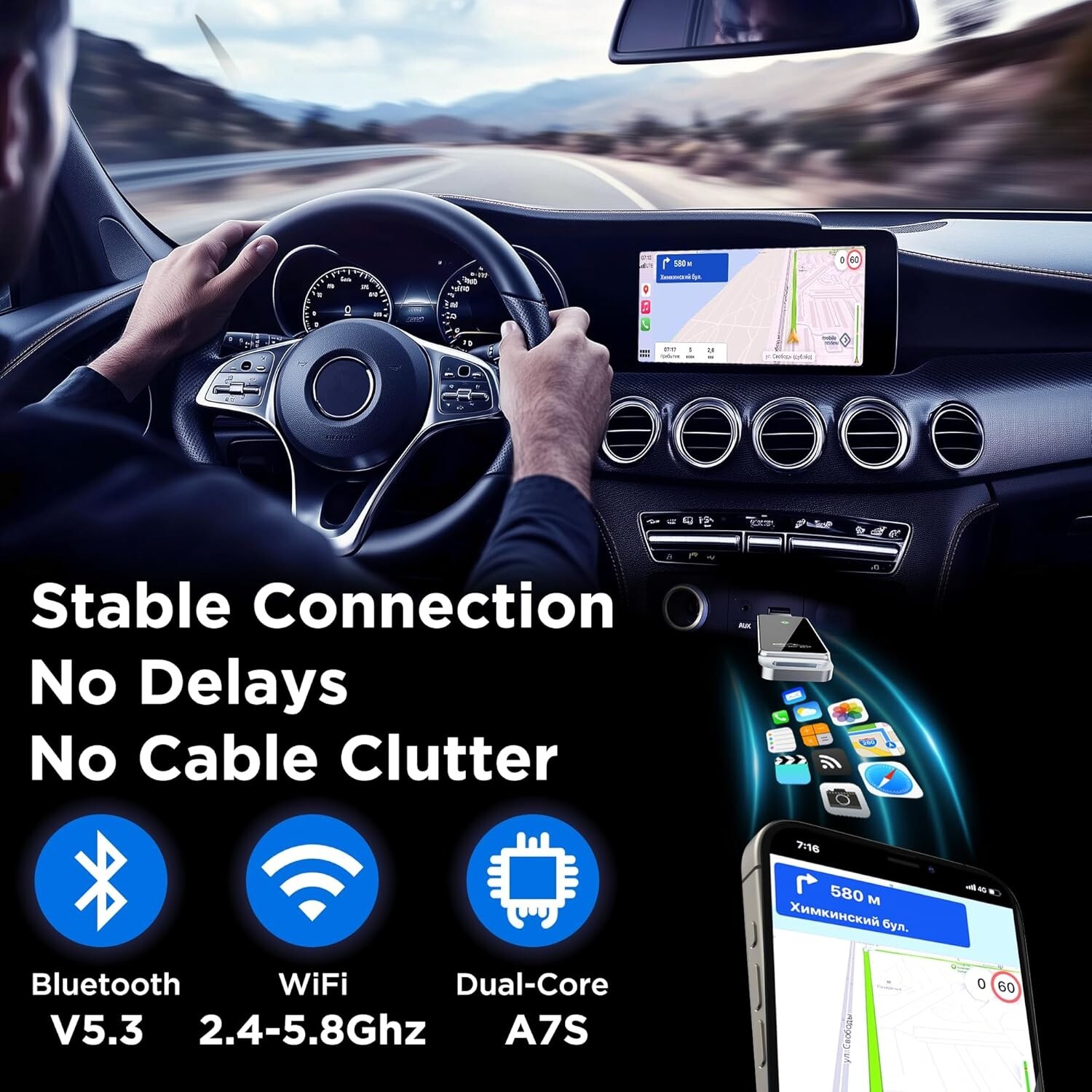 NEW Wireless CarPlay BY967D SEALED Plug and Play No Latency Wired to Wireless
