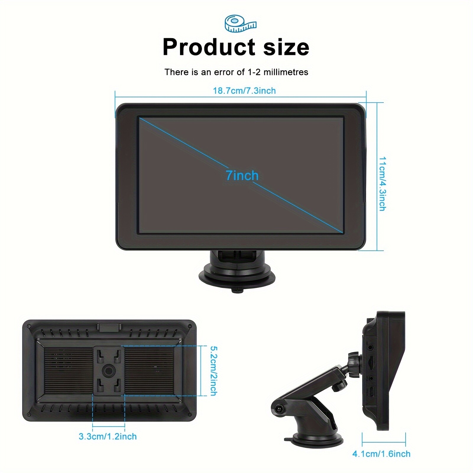 7″ Universal Touch Screen Car Radio Apple CarPlay Android Auto Portable Stereo