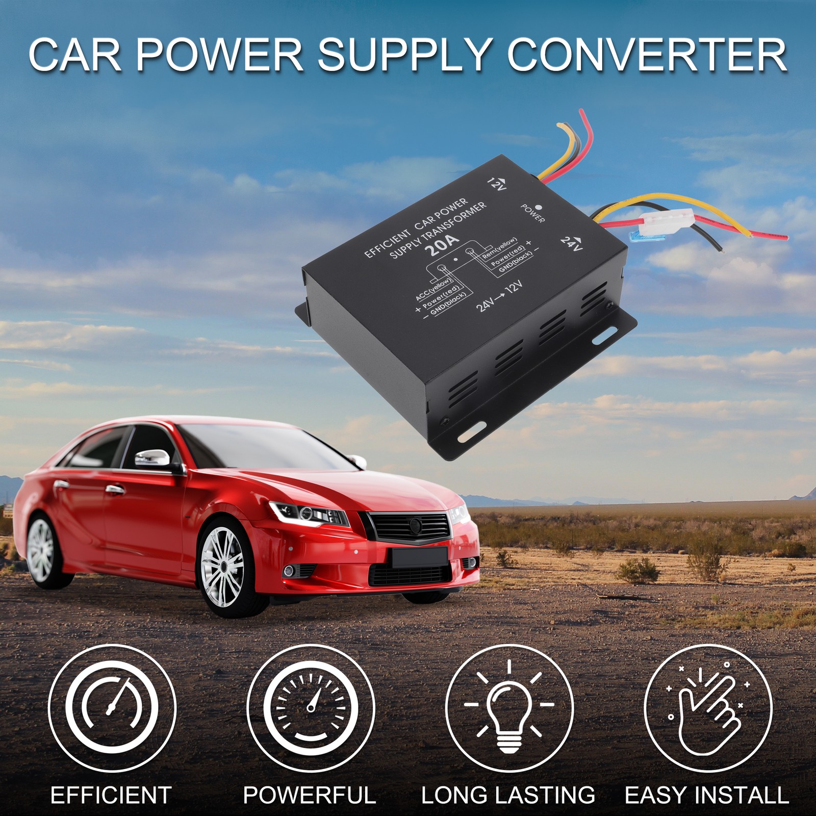 Trucks 24V Step Down to 12V Car Power Supply Converter Module 20A Compatible
