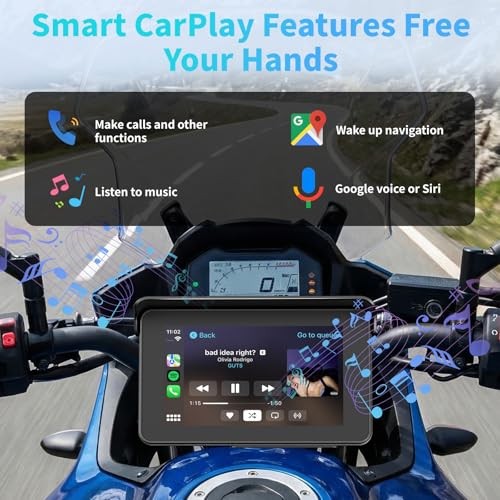 Motorcycle Carplay Screen with Wireless Apple Carplay & Android Auto, 5″