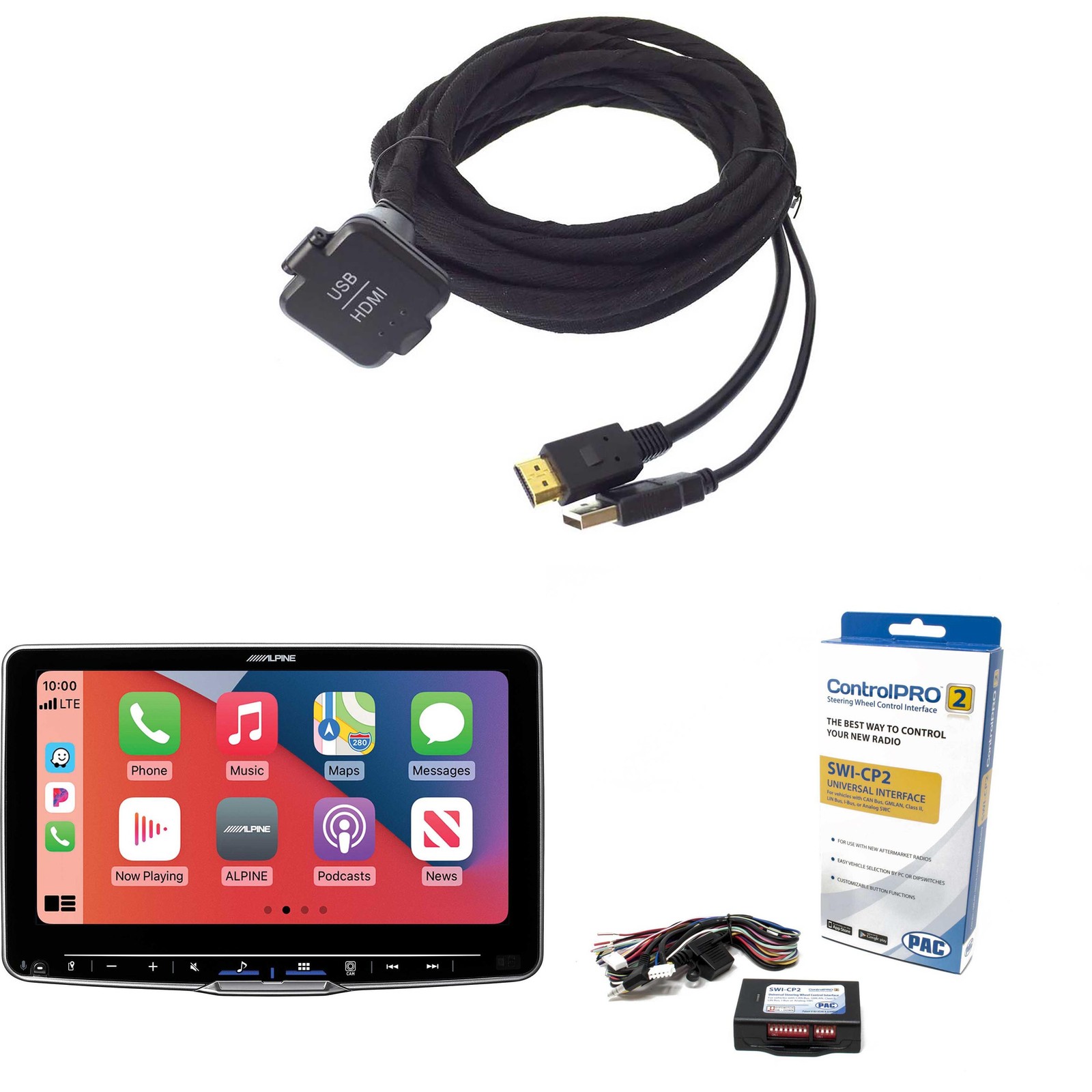 Alpine Halo9 iLX-F509, KCU-315UH USB / HDMI Extension Cable with SWI-CP2 Stee…