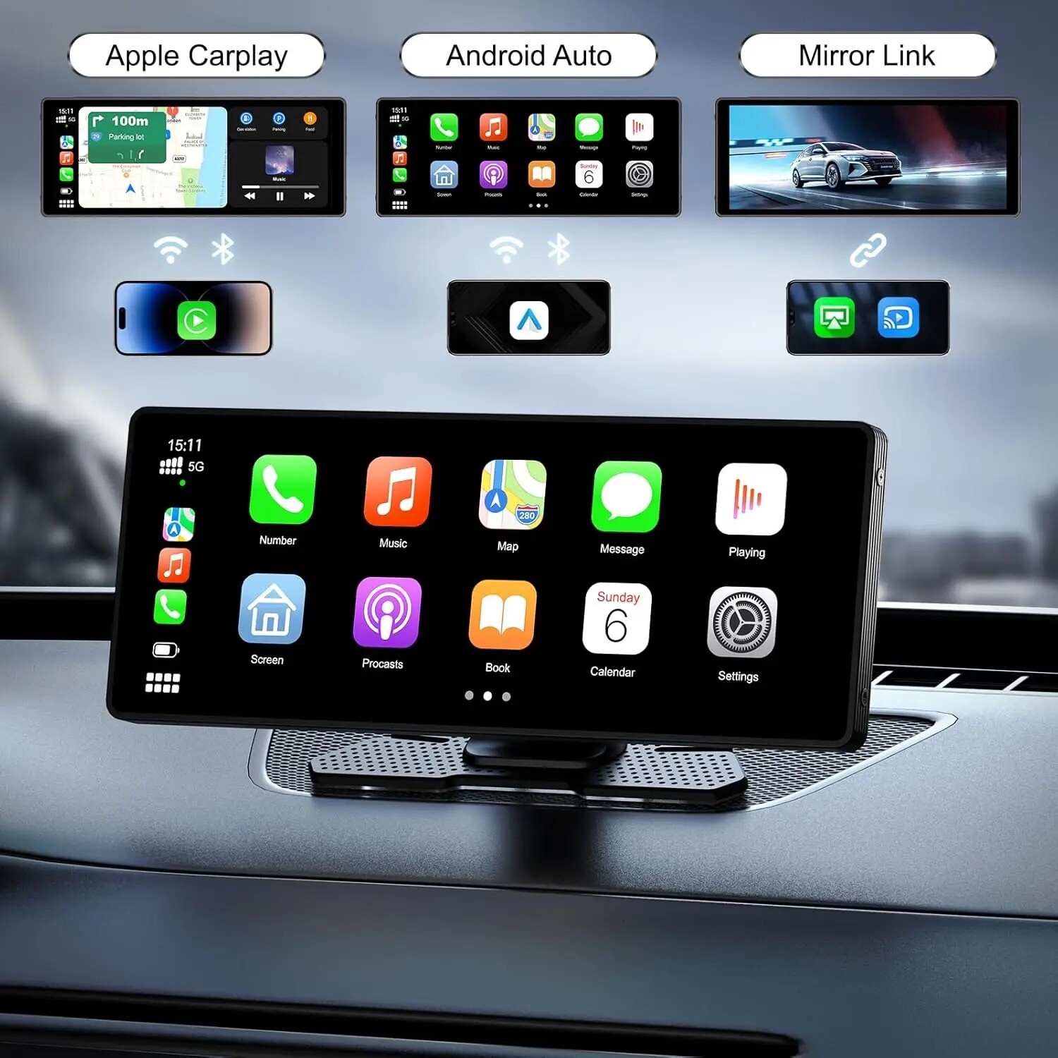 10.26 Inch. Touch Screen Car Radio Apple CarPlay Android Auto Portable Stereo