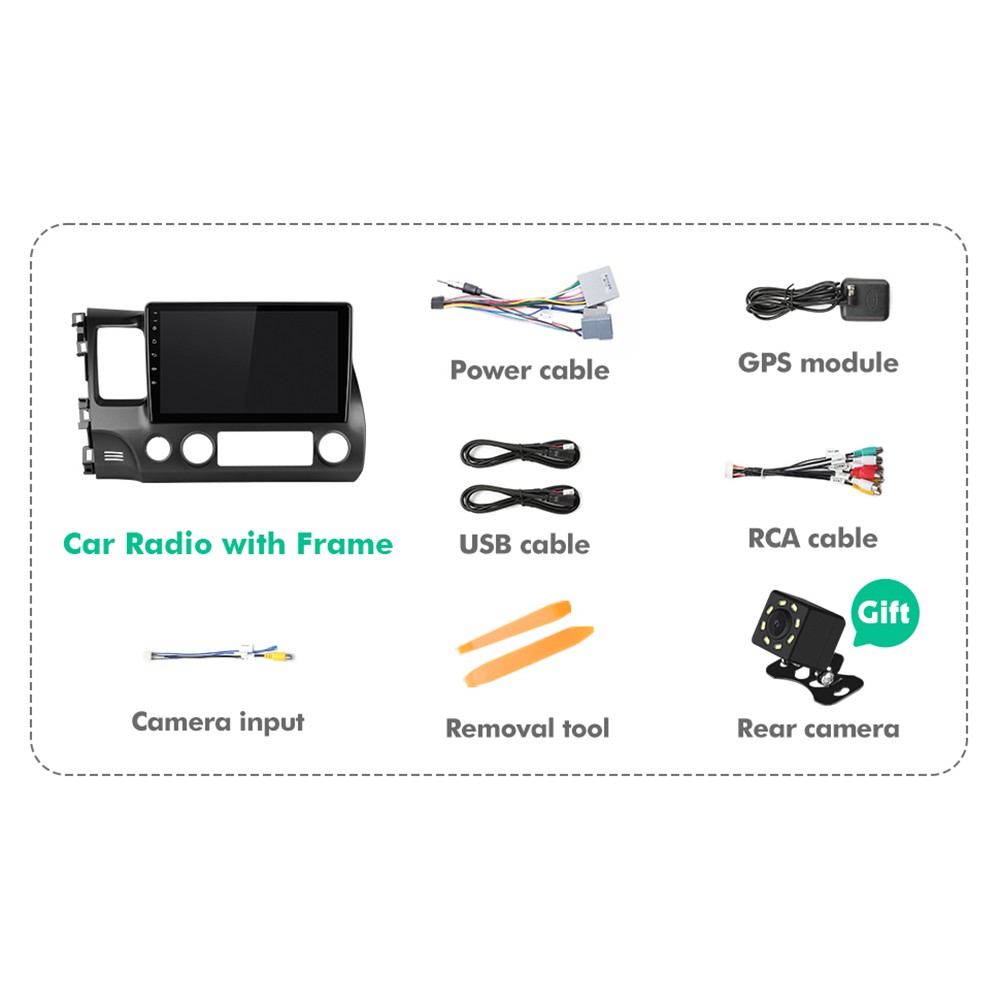 10.1” IPS Android 12 Wireless CarPlay Car Stereo Honda Civic 2006-2011