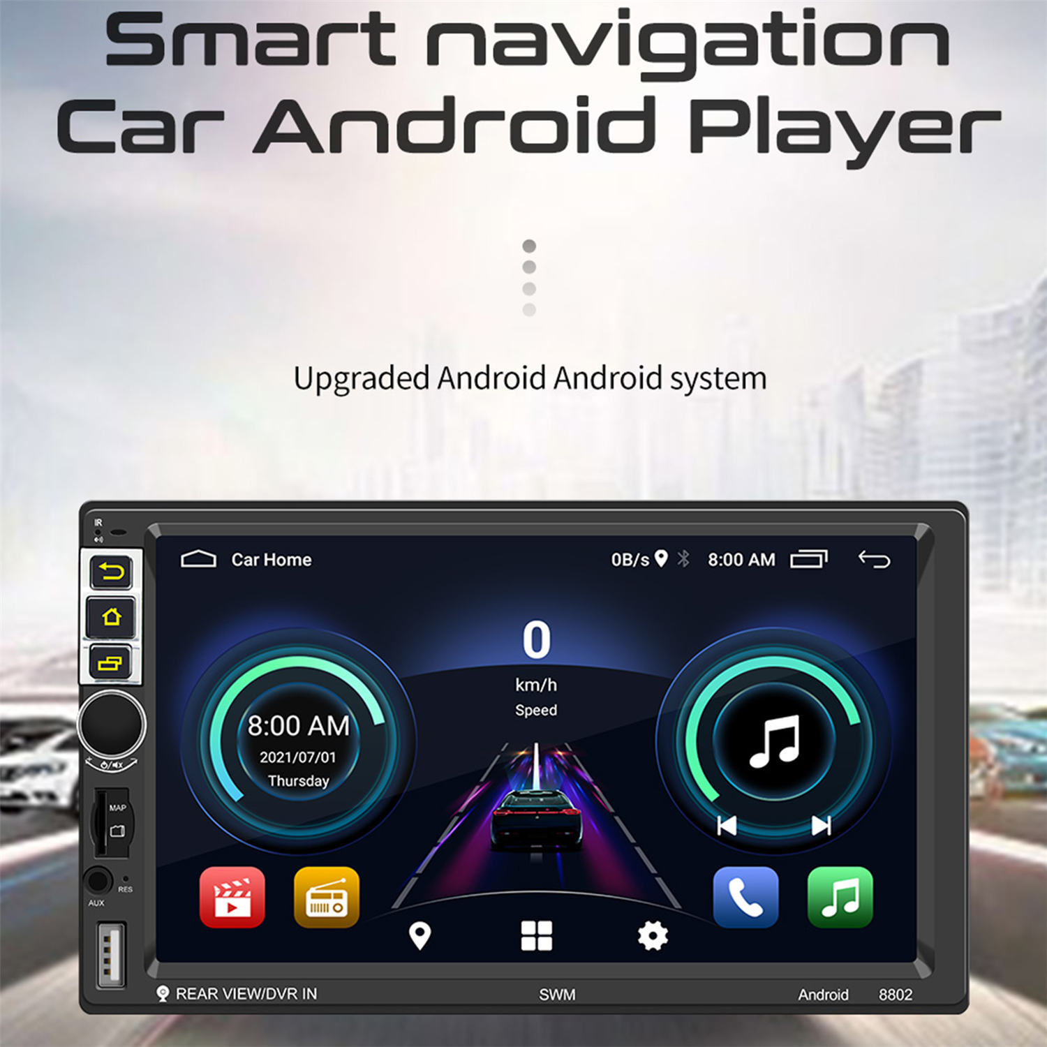 S-8802C 2-Din Car Radio 7 inch Android 10.1 Bluetooth WIFI Steering Wheel 16GB