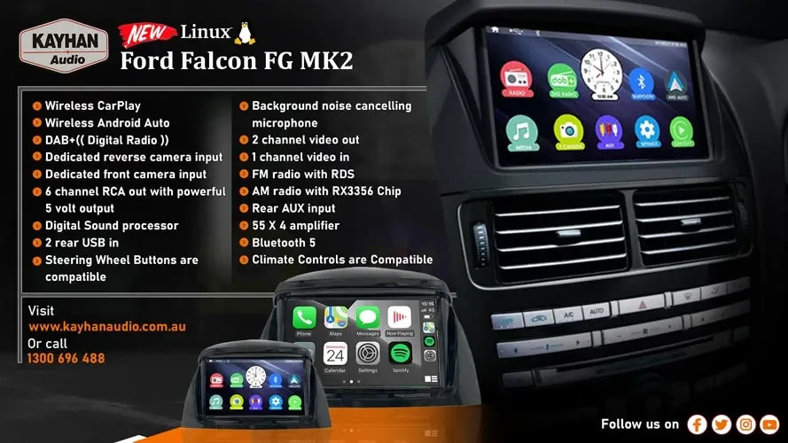 Headunit With Wireless CarPlay/Android Auto for Ford Falcon FG MK2