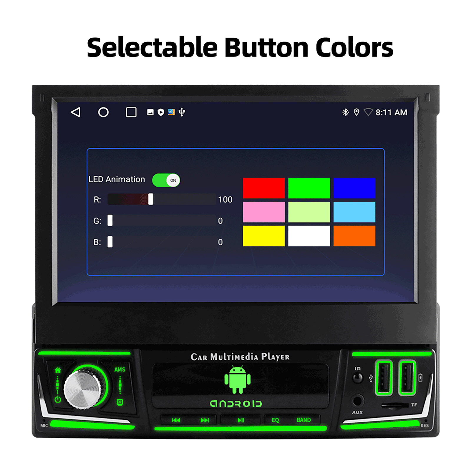 4+64G 1 DIN 7″ Flip Out Android 13 Carplay Car Stereo Radio GPS Navi WIFI FM Cam