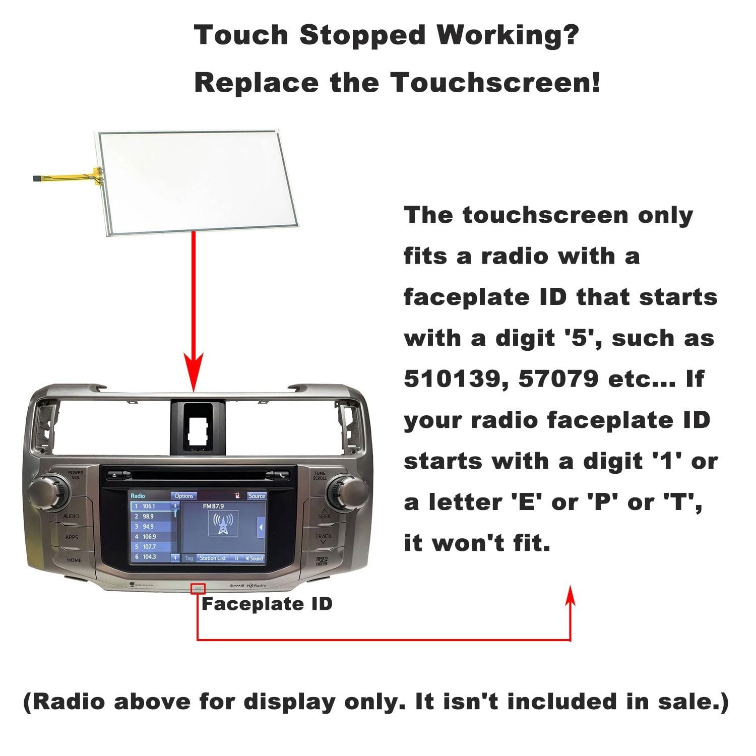 Navigation Touch Screen Digitizer Fit for Toyota 4Runner Radio 2014-2019 6.1-…