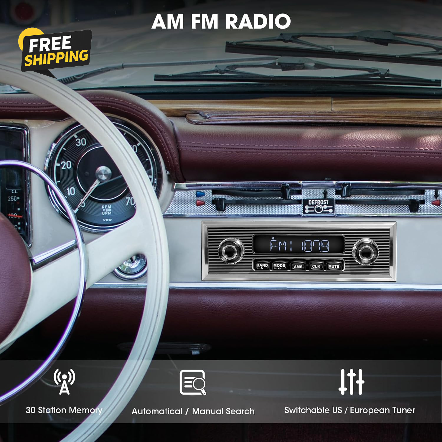 Bluetooth Retro Radio for Classic Vehicles: Single Din Vintage Stereo for Car