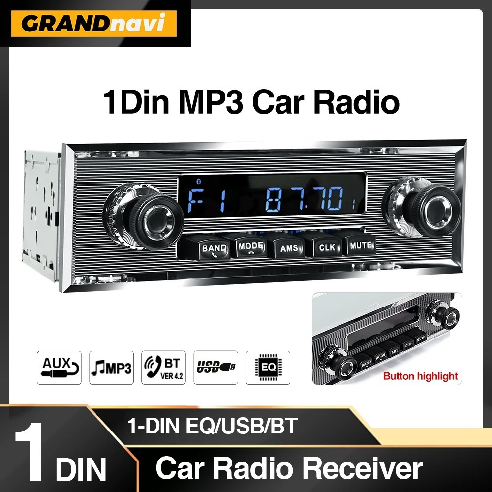 1 Din Car Radio MP3 Player Classic Car Audio Stereo Support FM AUX EQ USB