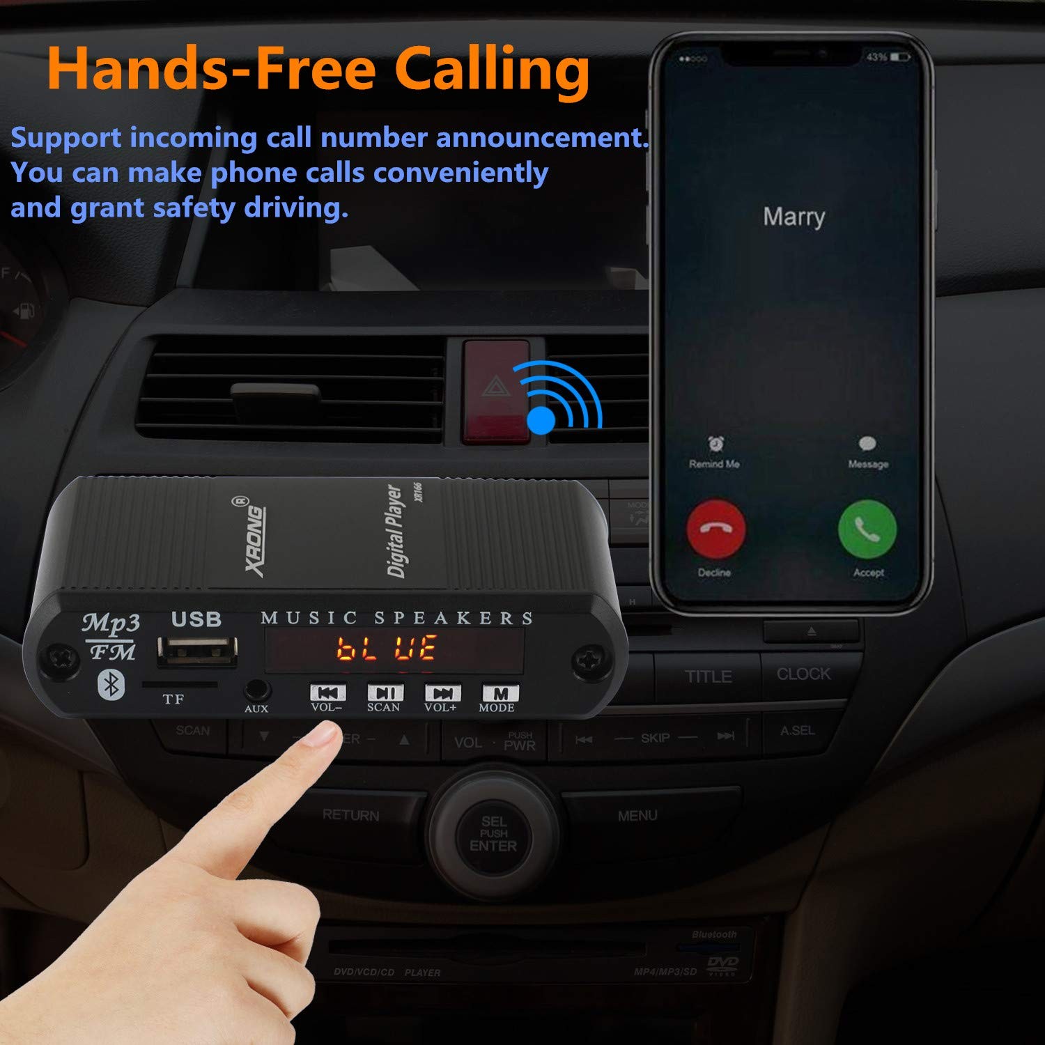 Bluetooth Audio Receiver FM Radio,MP3 Digital Player,LED 4-Digital Display,SD…