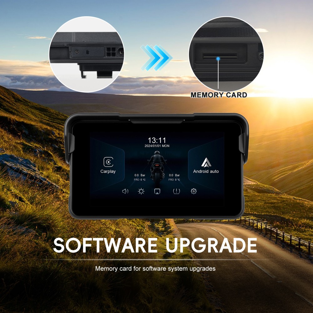 5″ Motorcycle Portable Wireless Apple Carplay Android Auto Waterproof Car Stereo