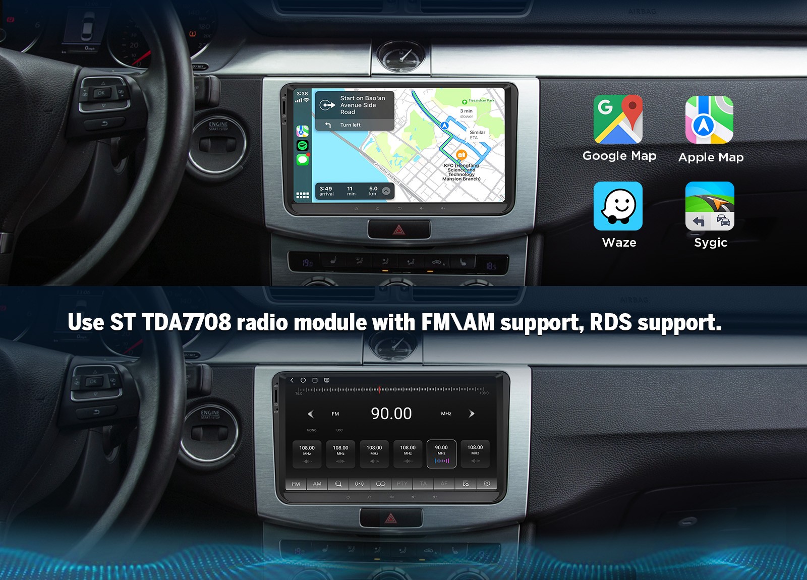 9″ QLED 6+64 Android Auto Car Stereo Radio CarPlay for VW Jetta MK6 Touch Screen
