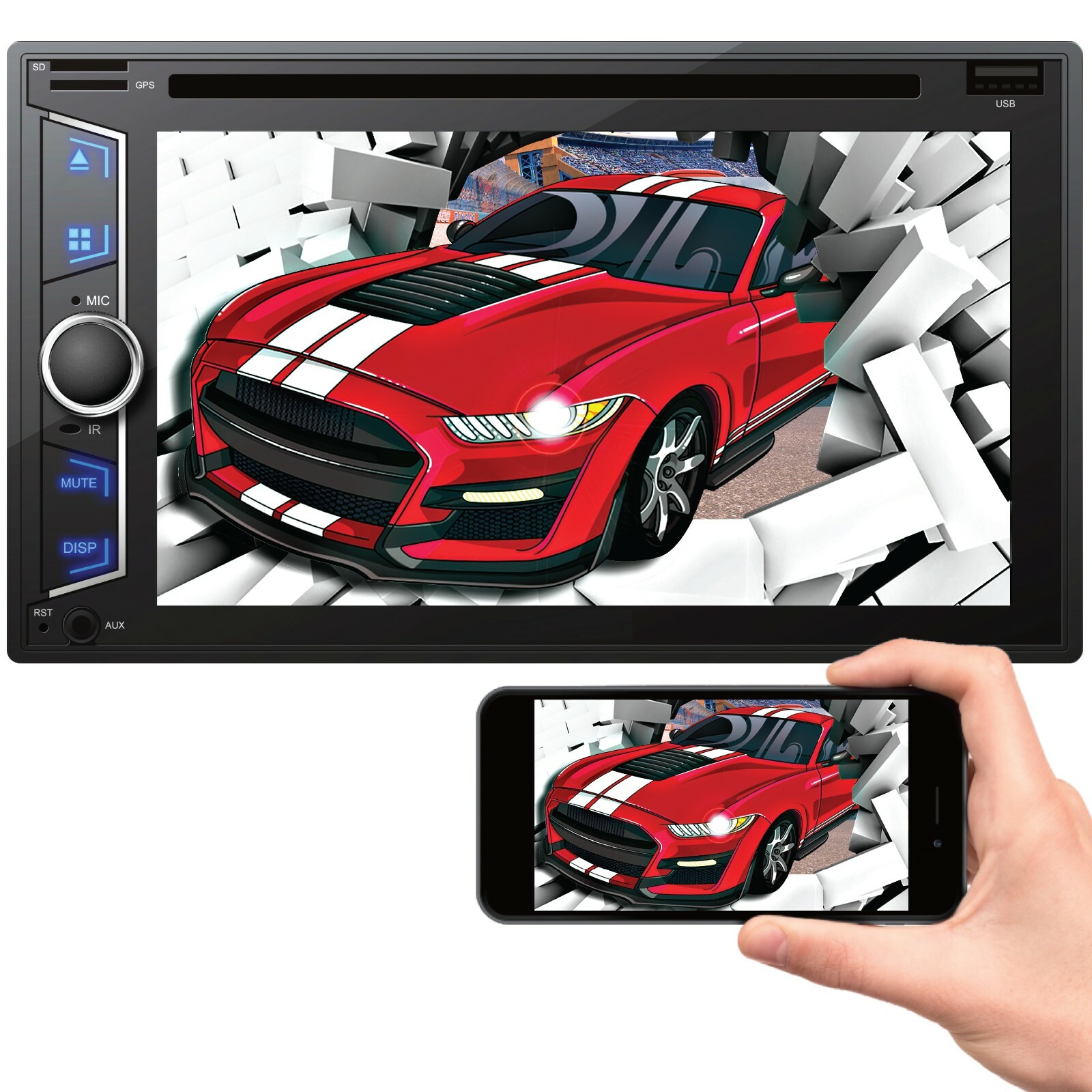 200w 2Din Car 6.2″ DVD CD Touch Screen Radio Mirror Link For Android & IOS NAVI