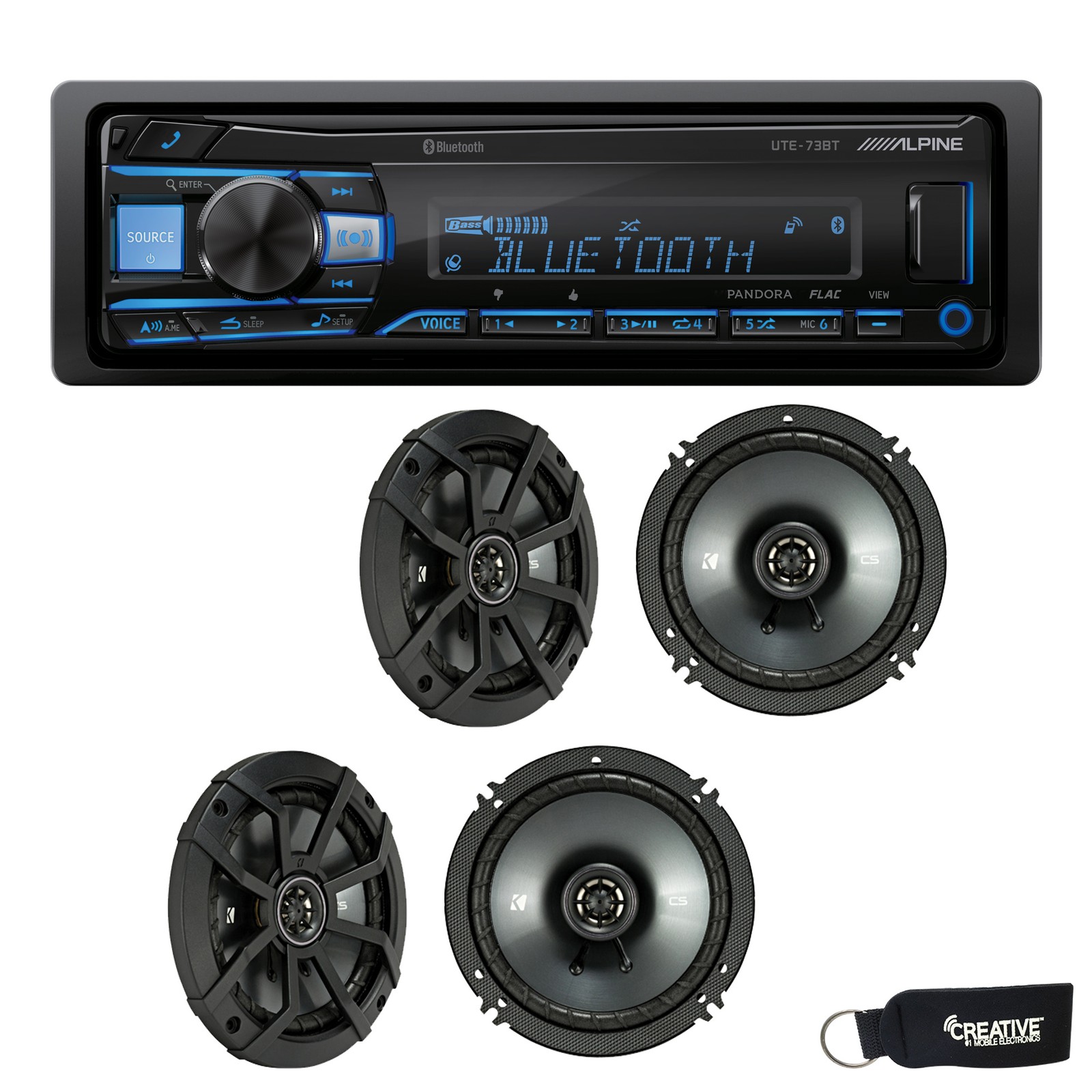 Alpine UTE-73BT Bluetooth Receiver No CD Kicker 43CSC654 6.5″ Coaxial Speakers