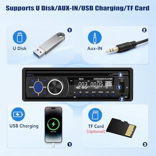 Single Din Car Stereo with Double BT Voice Assistant Find Car P3-support DVD