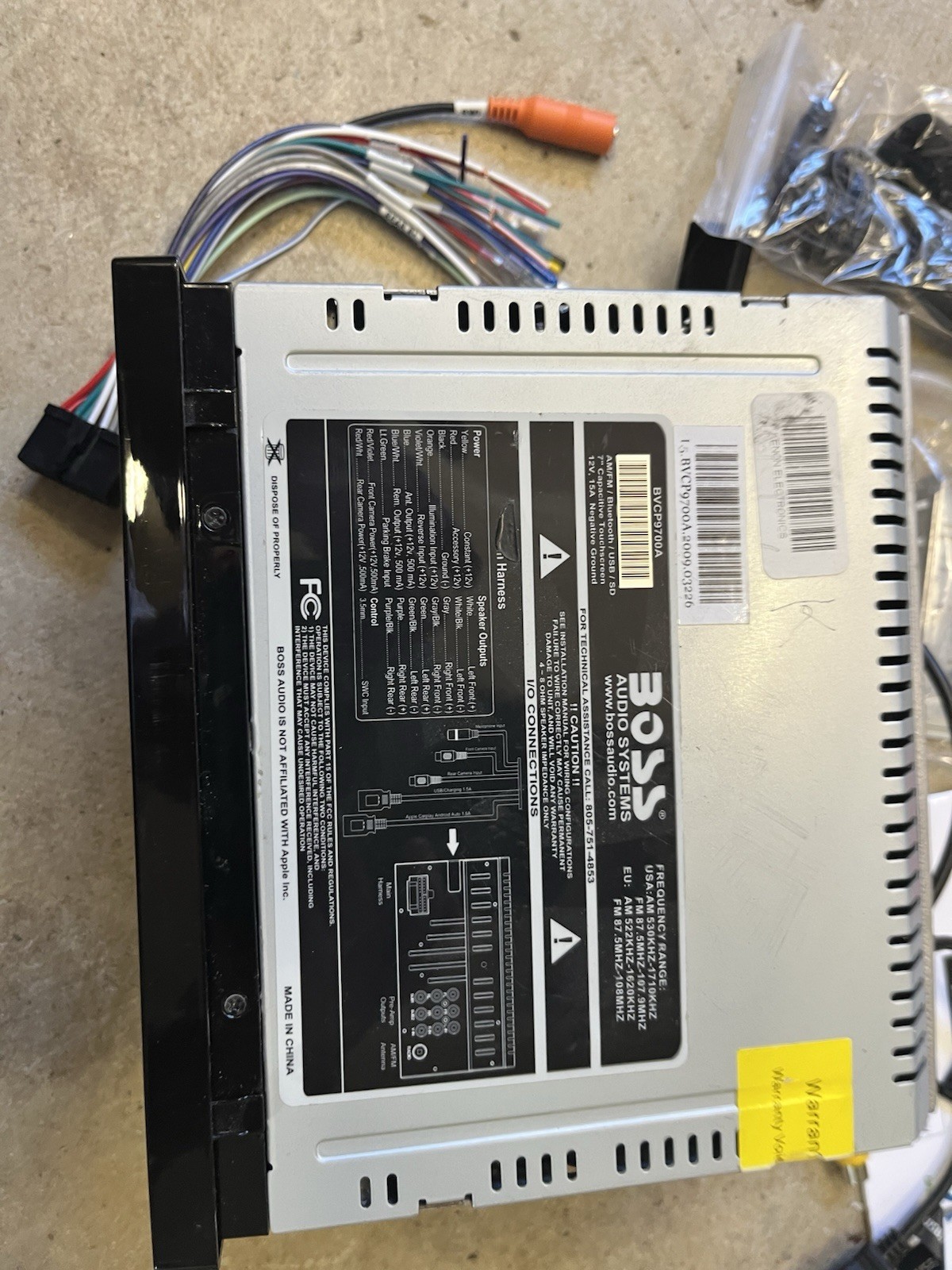 Boss BVCP9700A Stereo Head Unit for Parts Not Working Includes New Harness