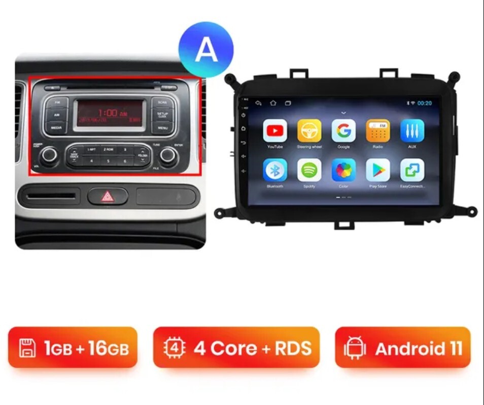 2 DIN Radio for Kia Carens Bluetooth USB Wi-Fi GPS Android Navigator 9″