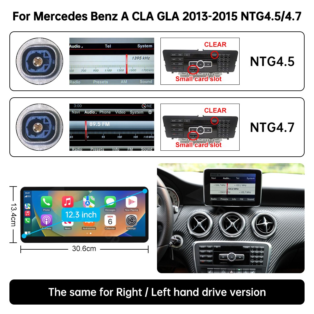 Wireless CarPlay Multimedia Touch Screen For Benz A GLA CLA B Class W246 4.5/4.7