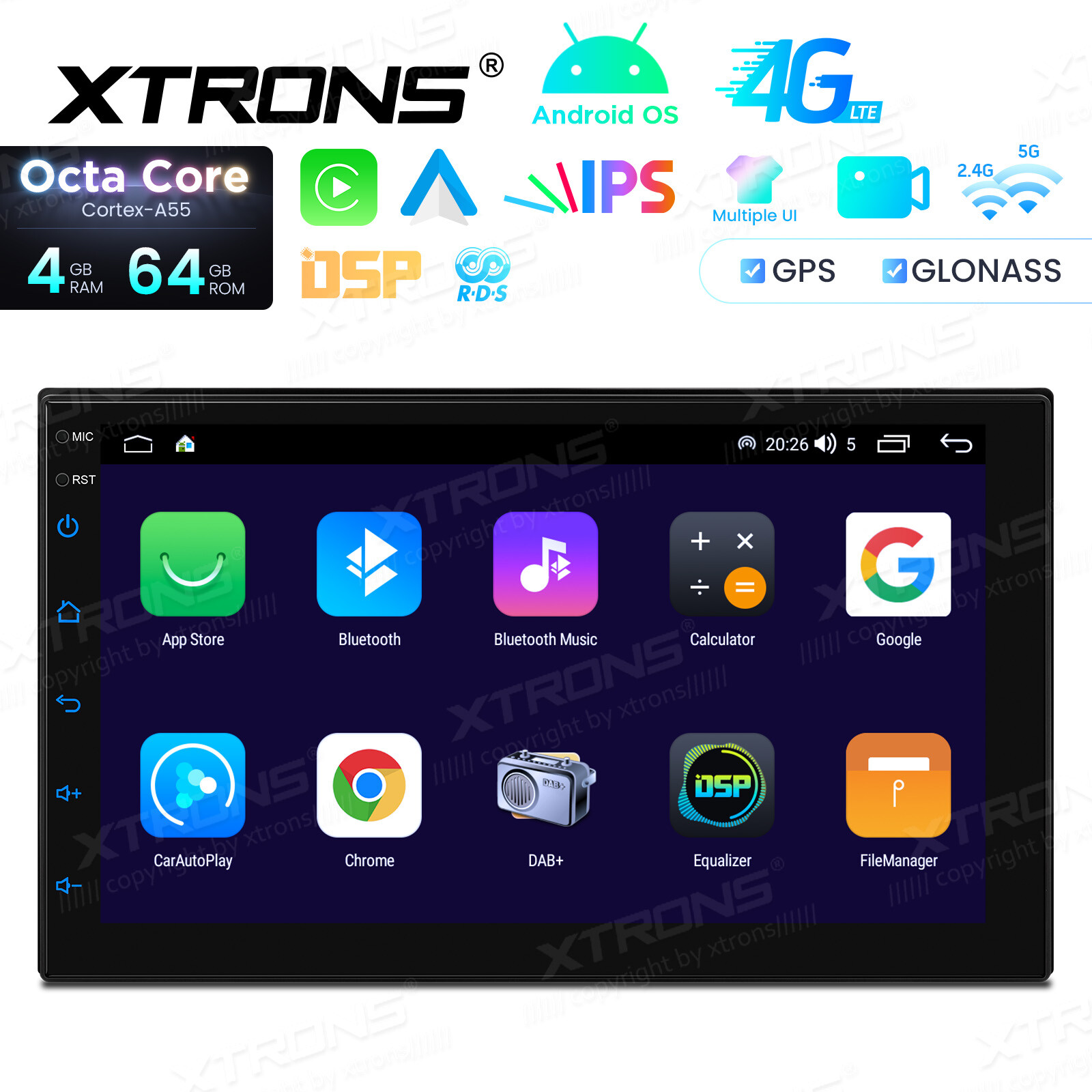7″ Double 2DIN 4G LTE Octa-Core Car GPS Radio Stereo Sat Navi Android 13