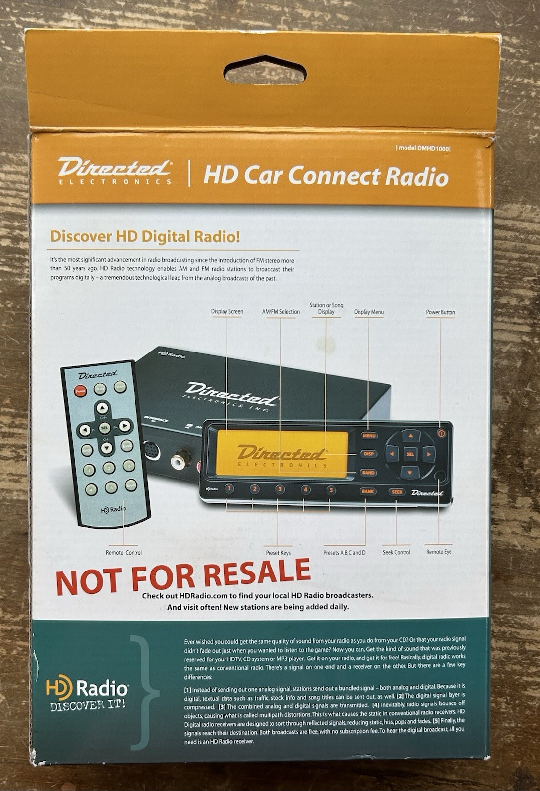 NEW Directed Electronics HD Car Connect Radio w/ Remote Model DMHD-1000 Open Box