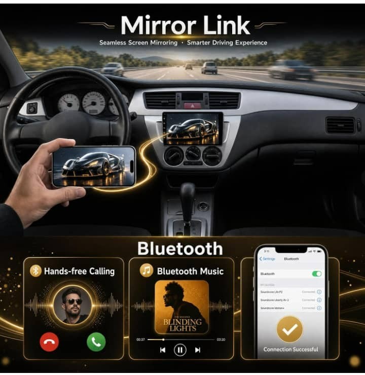 9 Inch Single Din Car Stereo with Wireless Carplay Android Auto，1 DIN Touchscree