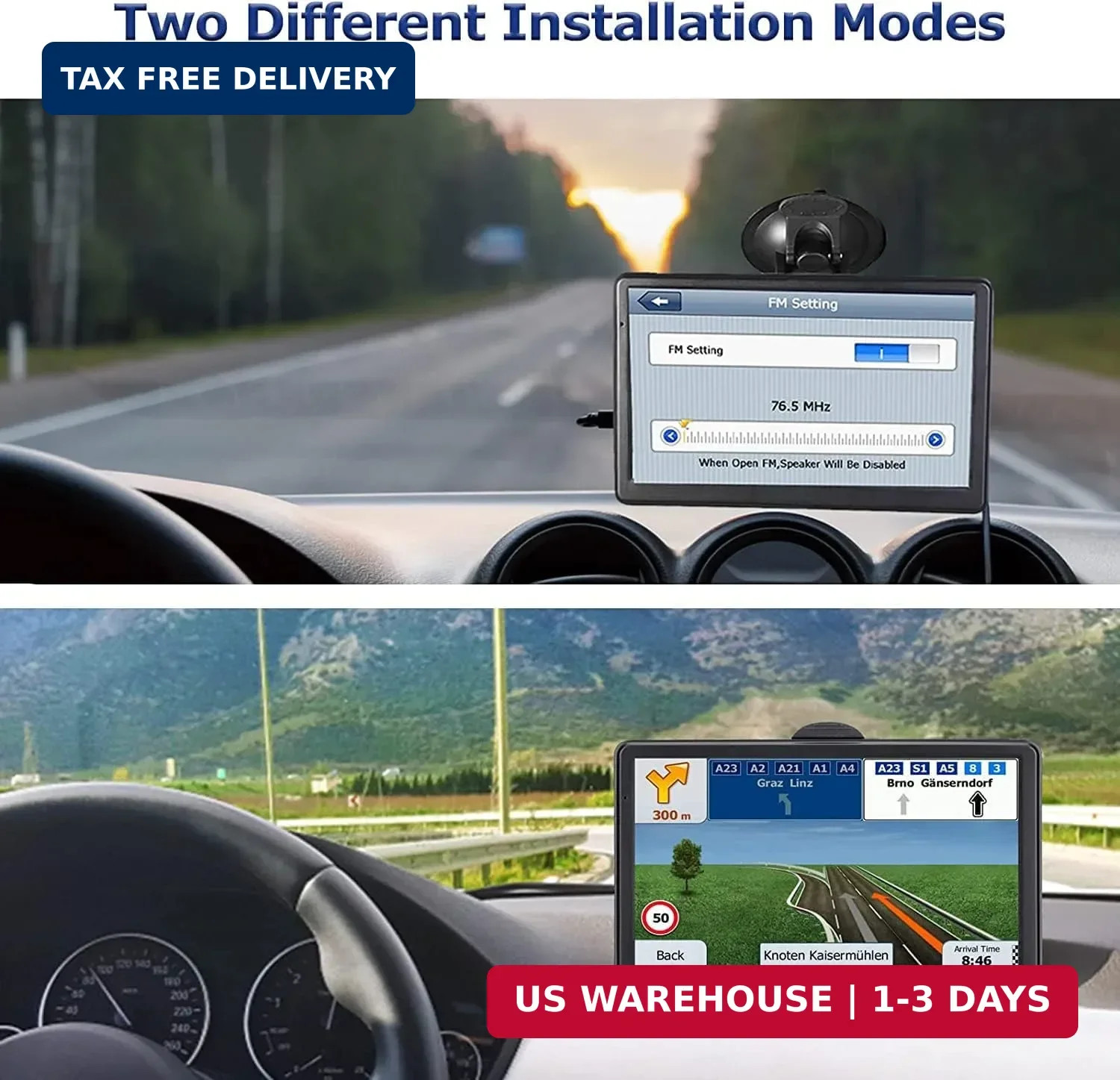GPS Navigator for Car Truck RV, Latest 2025 Map, 7 inch Touch Screen Real Voice