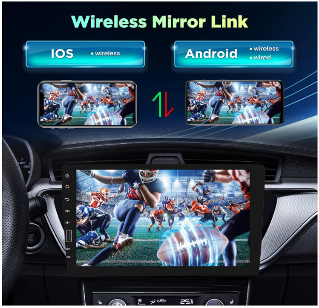 9inch Single Din Touchscreen Car Stereo Compatible with Wireless Carplay and And