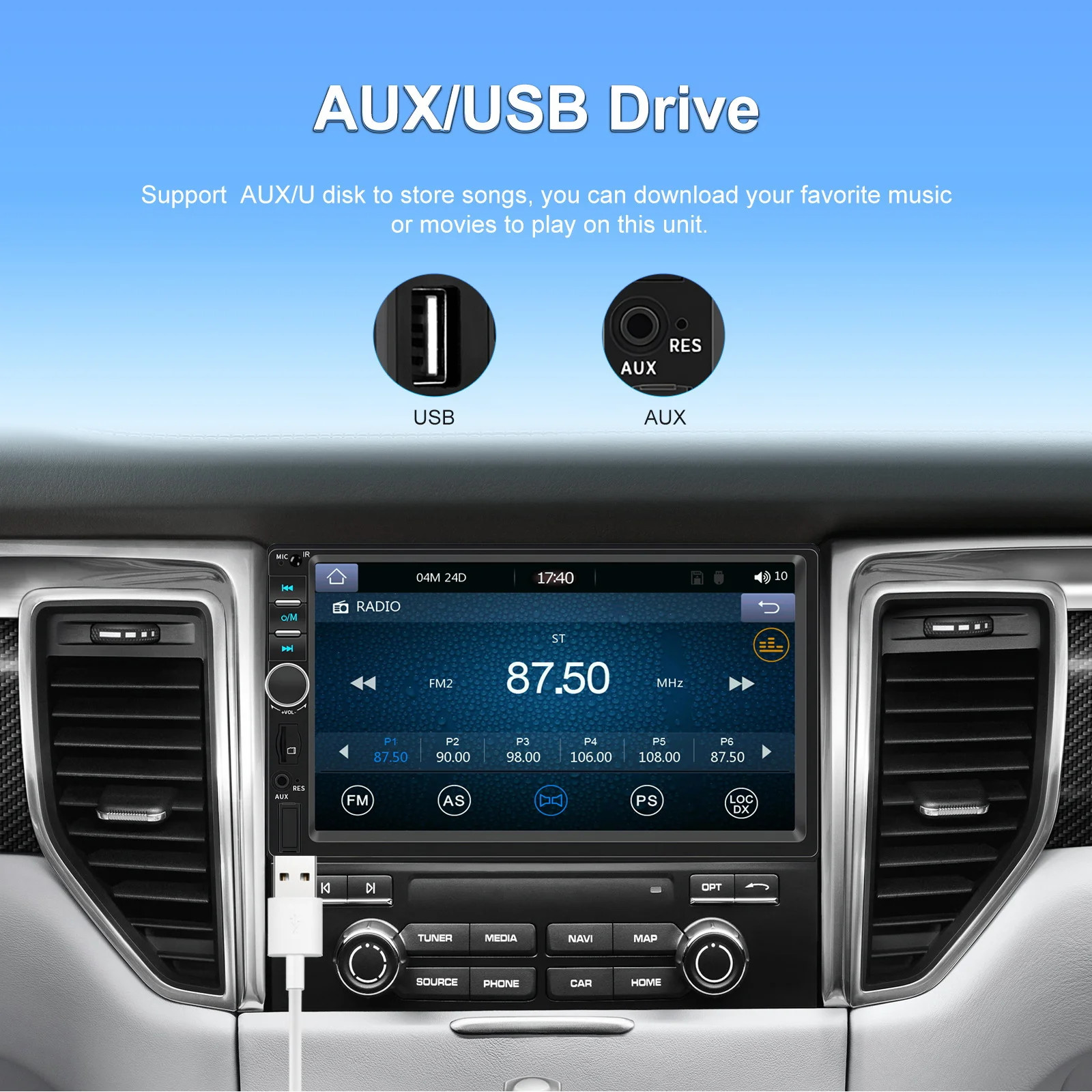 7″ TouchScreen Car HD Radio 2Din MP5 Multimedia Player Mirror Link Camera