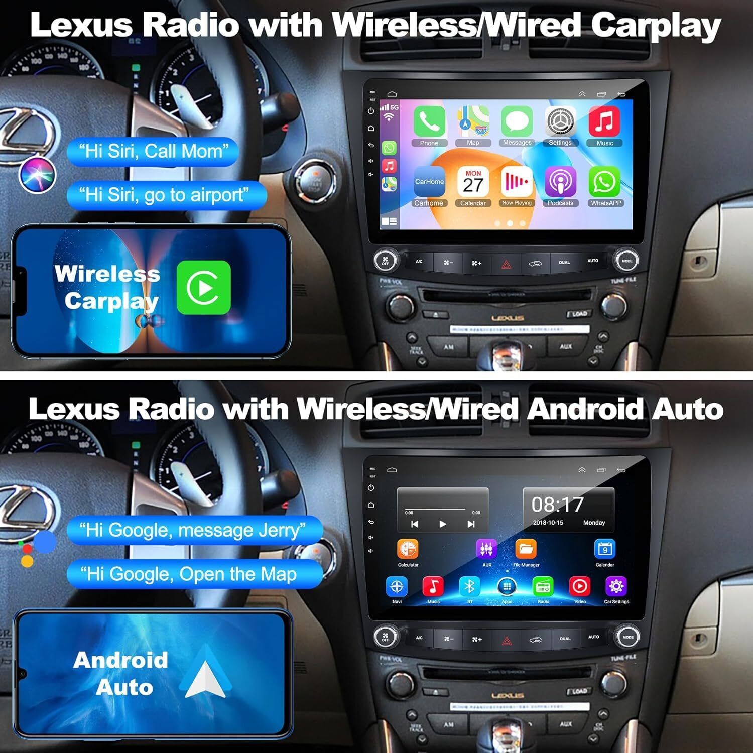 Carplay Android13 Screen Car Stereo Radio for Lexus IS250 IS300 IS350 2006-2012