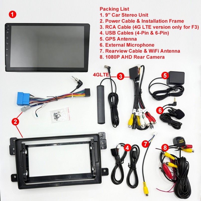 8 Core Car Radio for Suzuki Grand Vitara Escudo 2005 – 2015 Rear Cam 1080P AHD