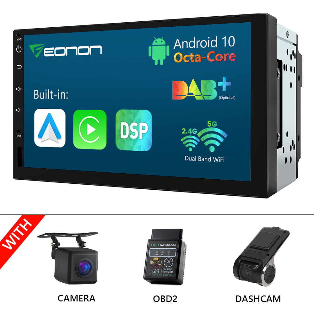 CAM+DVR+OBD+Q04SE Double 2Din Car Stereo Carplay Android 10 8-Core 7″ Radio WiFi