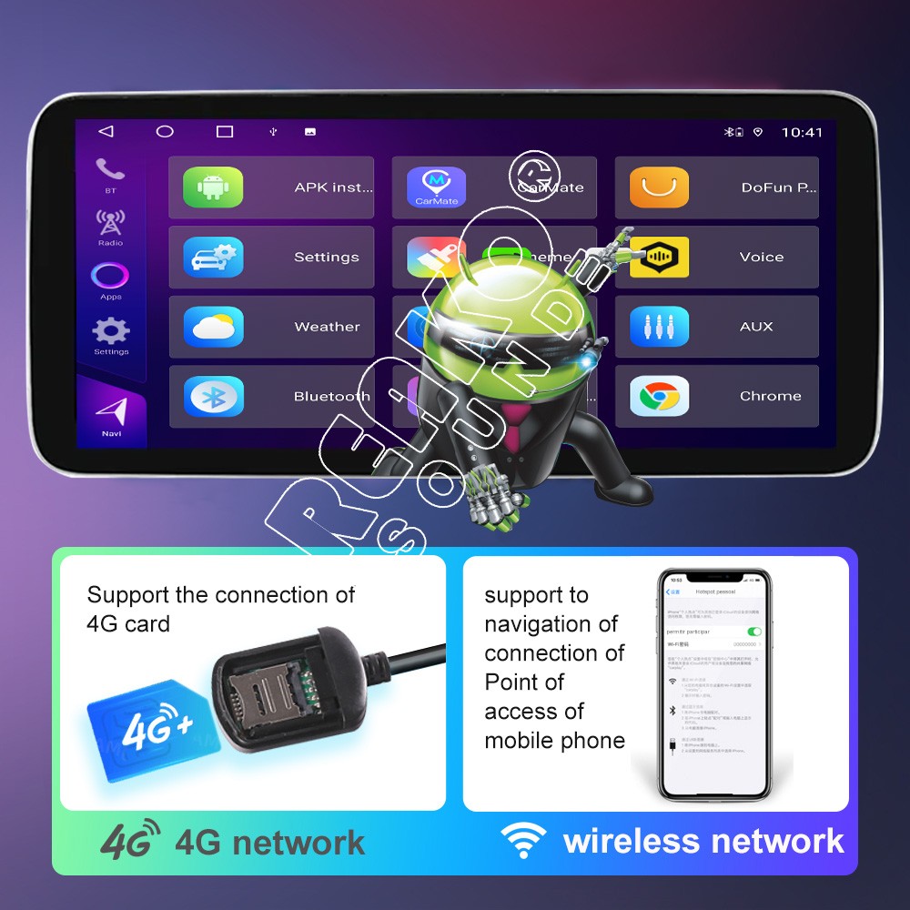 Android Apple Carplay GPS WiFi 10.1″ Double 2Din Touch Screen Car Stereo Radio
