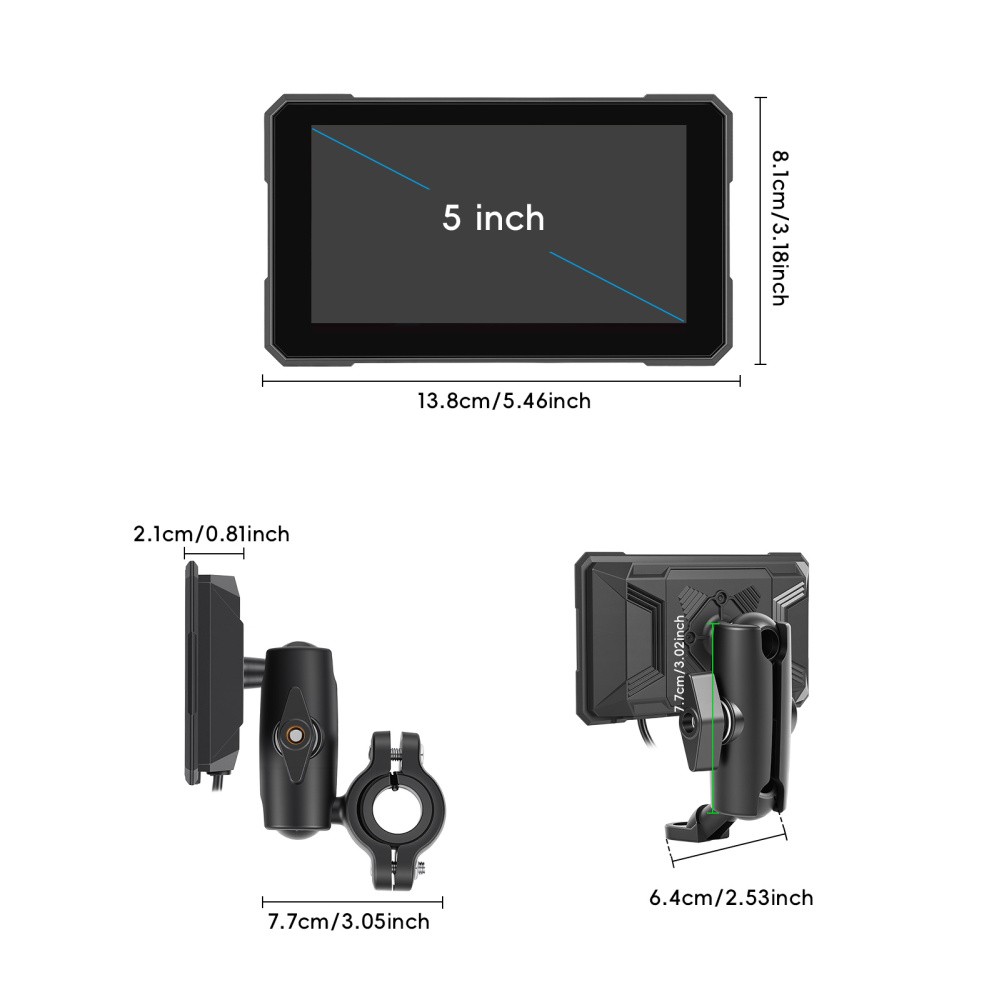 5″ Motorcycle Carplay Navigation Wireless CarPlay Android Auto IP67 Touch Screen