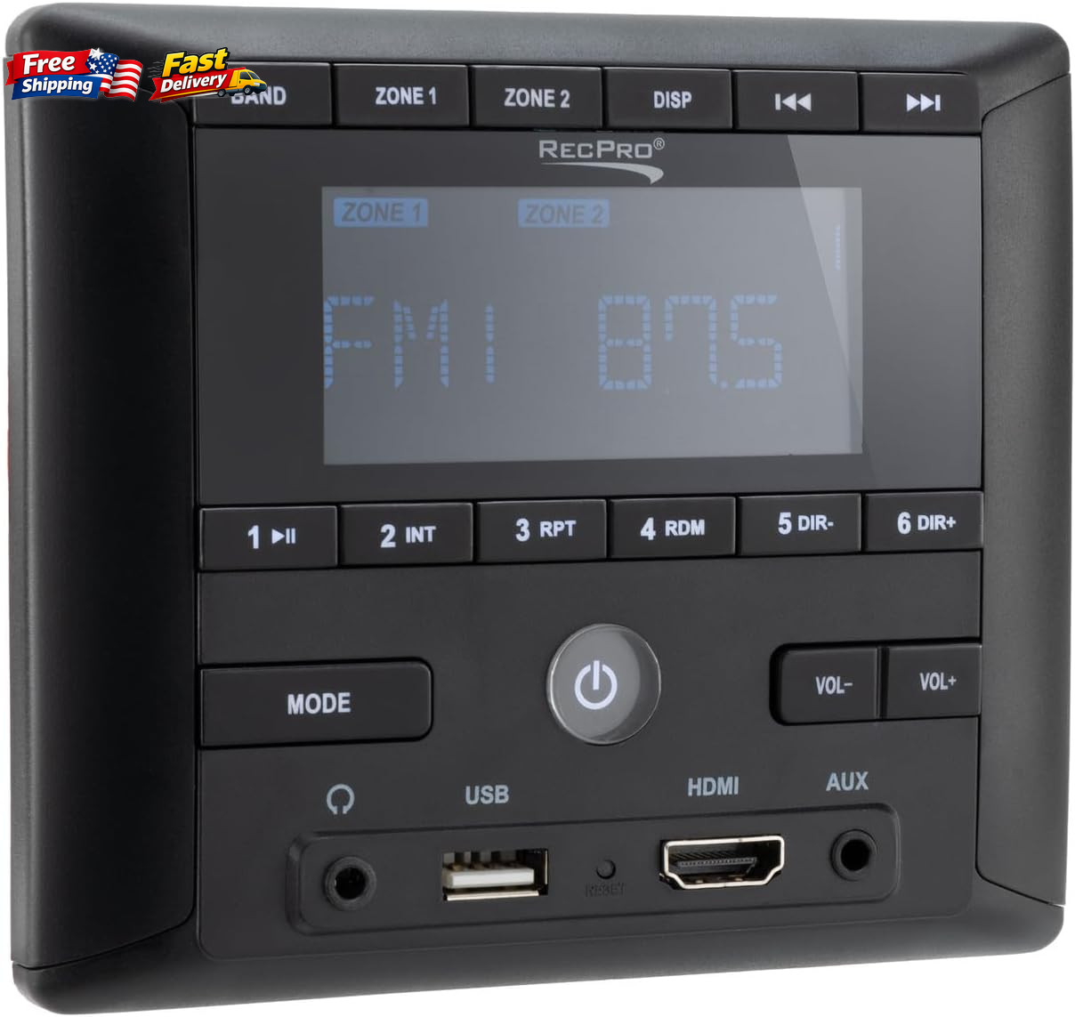 RV Stereo AM/FM Radio with Bluetooth HDMI Aux-in 4-Channel Audio Sound System 1p