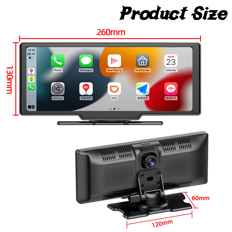 10″ Car Monitor DVR Video AHD Camera Android Auto Wireless Carplay For Apple Ios
